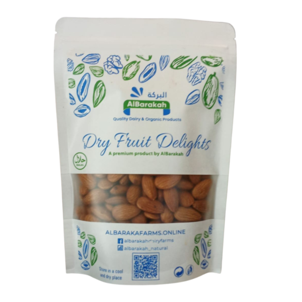 Smoked American almonds roasted and packed in 250gm and 500gm packs