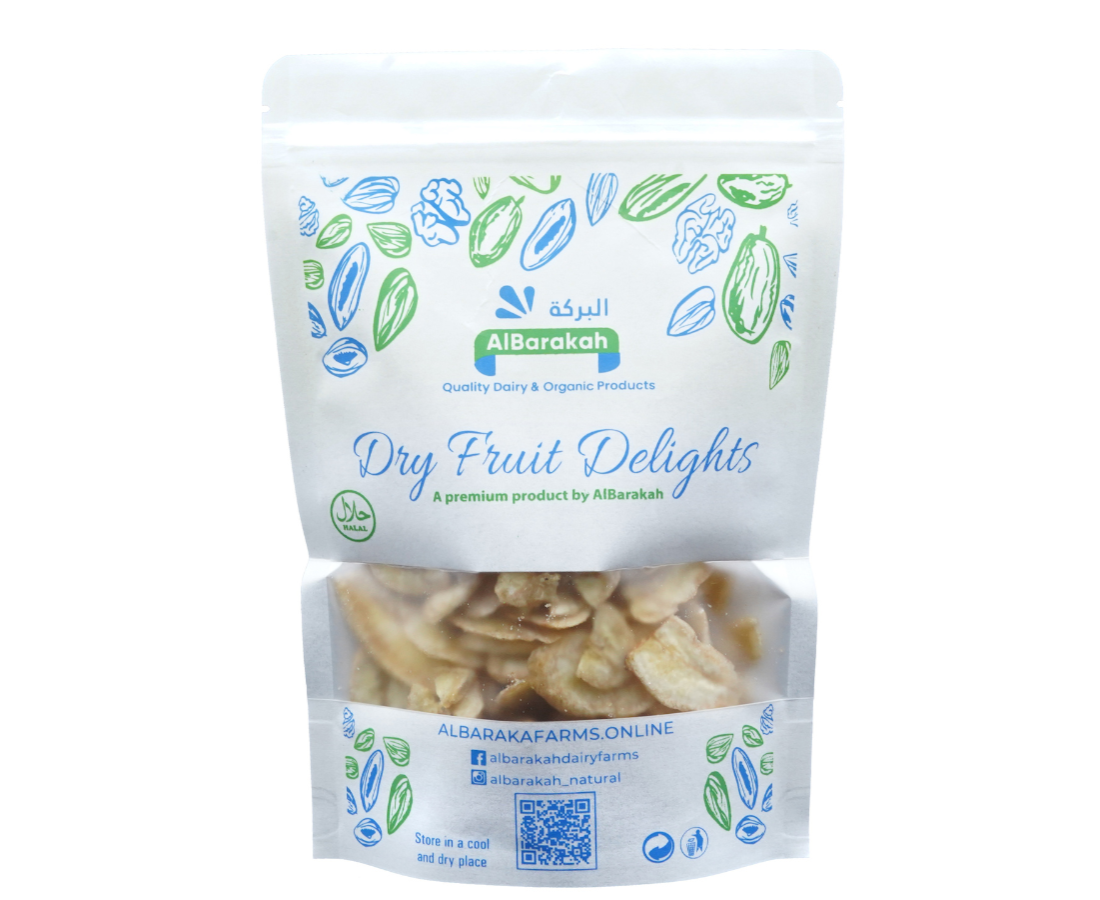 Crunchy dried salty banana chips in a 250 gm pack, healthy snack