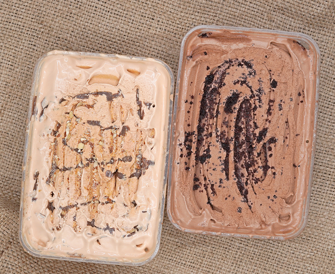 Chocolate chip ice cream 1 liter creamy frozen dessert with chocolate pieces